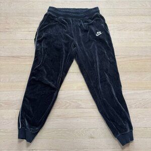 Nike Velour Sweatpants Black Small Vintage Track Joggers Swoosh